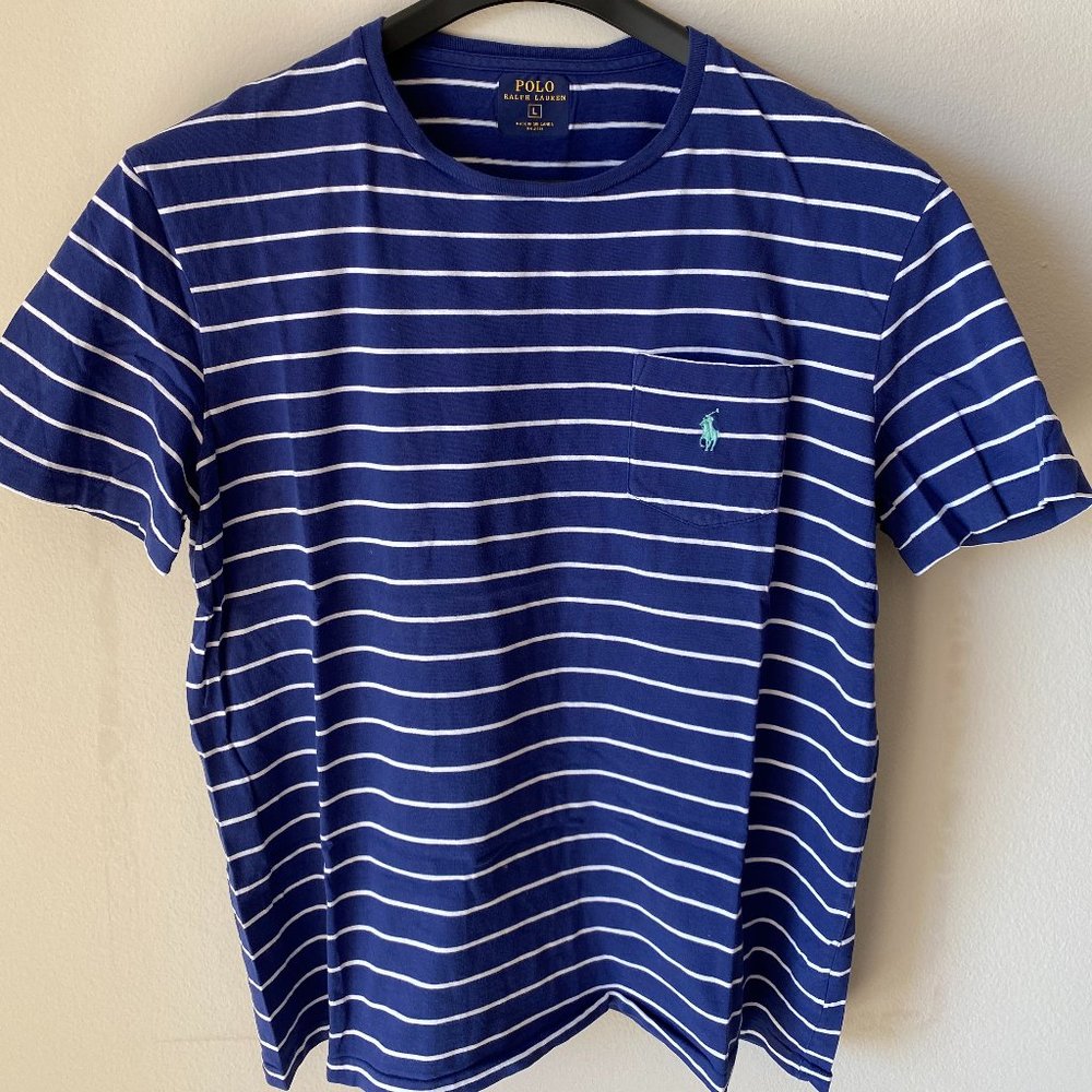 Polo Ralph Lauren Pocket Tshirt-Blue/White Stripes